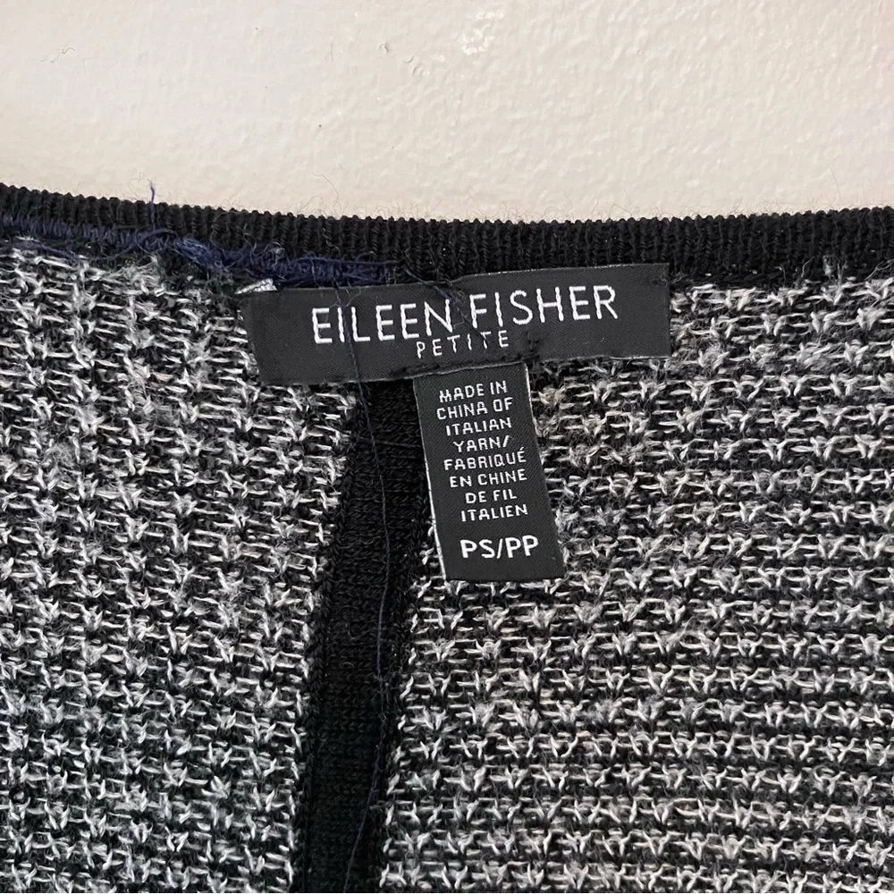 Eileen Fisher Long Cardigan Wool Linen Blend Open Front Petite Small Lagenlook - Picture 2 of 10